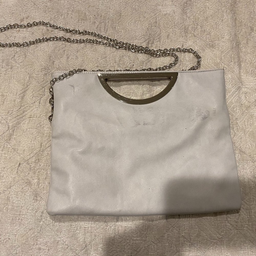 Grey faux leather cluth